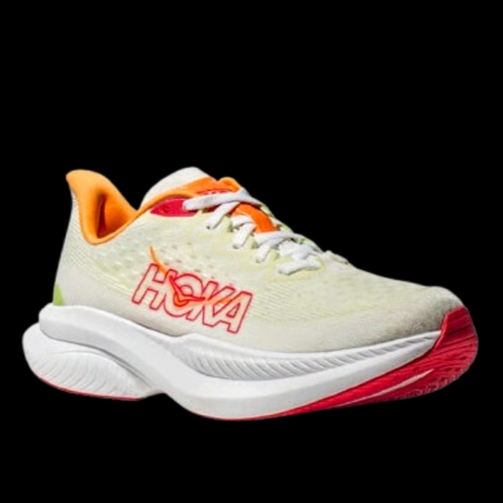 Hoka One One Mach 6 Running Womens Size 8.5B White Lettuce Green Orange Red